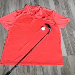 Nike Mens Dri-FIT. Short Sleeve Polo Shirt. Salmon stripe logo